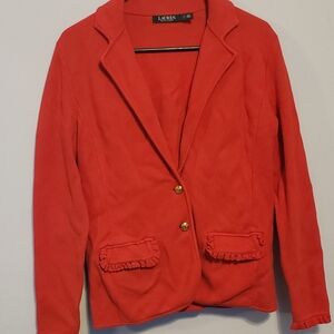 Lauren Ralph Lauren Red sweater knit blazer L